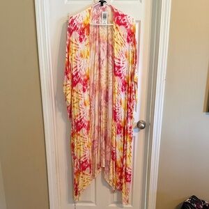 Torrid Pink and Yellow Tie-Dye Kimono